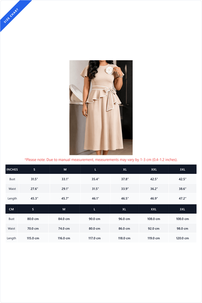 Rosette Peplum Midi Dress