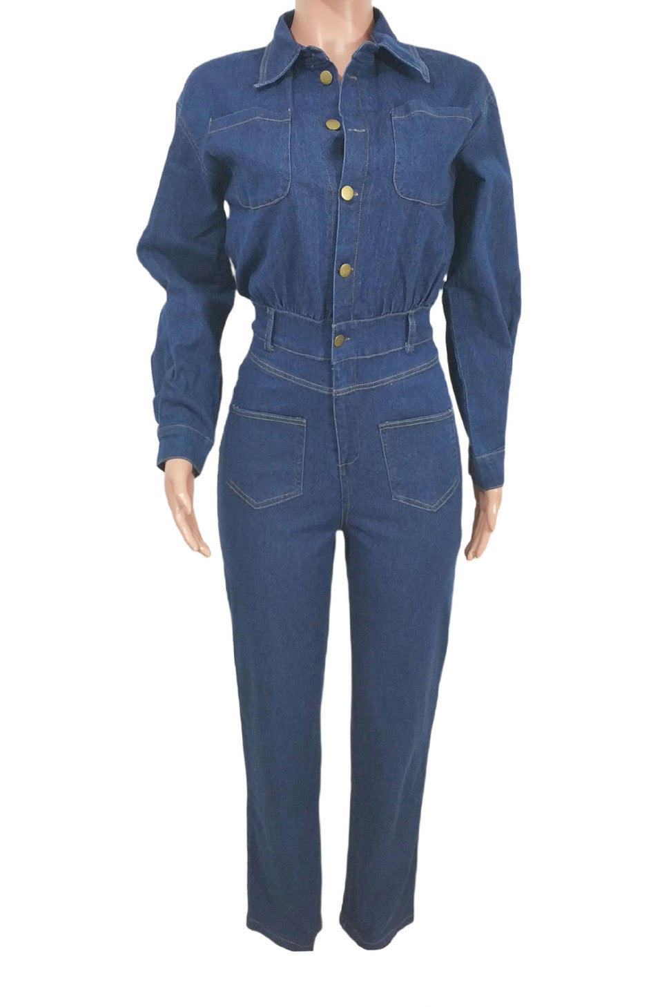 Stretch Denim Slim Fit Jumpsuit