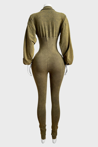 Mineral Washed Corset Jumpsuit