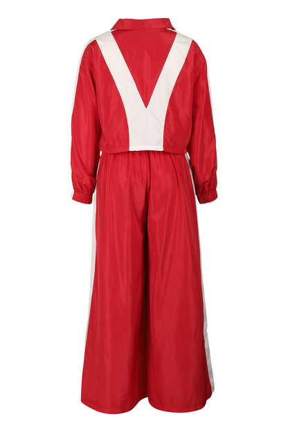 Color-Block Windbreaker & Wide-Leg Set