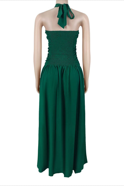 Cutout Halter Maxi Dress with Front Slit