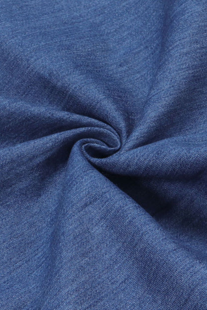 Elegant Denim Patchwork Pocket A-Line Dress