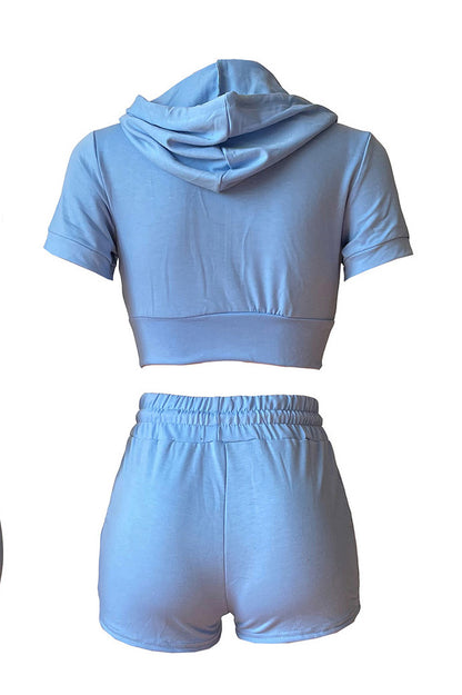 Crop Top Hoodie Short Set