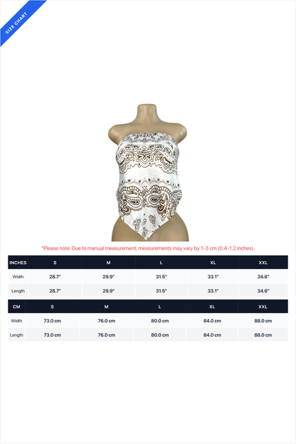 Printed Strapless Scarf Top with Tie Back