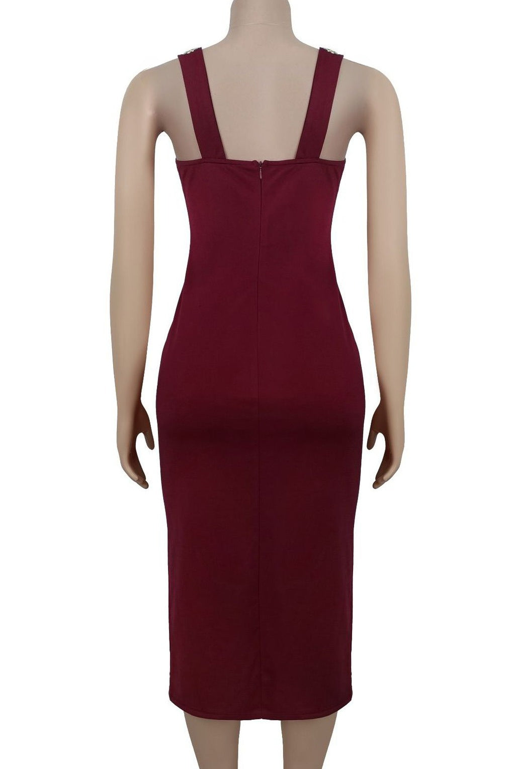 Grommet-Detail Corset Midi Dress with High Slit