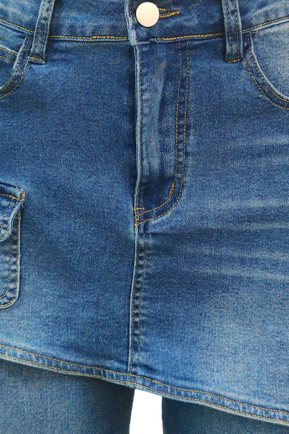 Layered Baggy Denim Skort Shorts