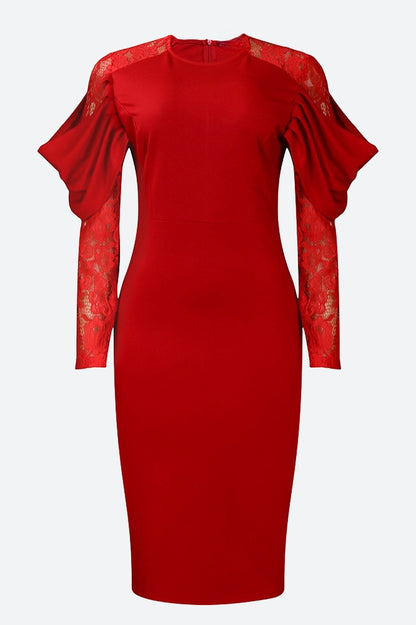 Elegant Lace Slim Fit Patchwork Sexy Dress