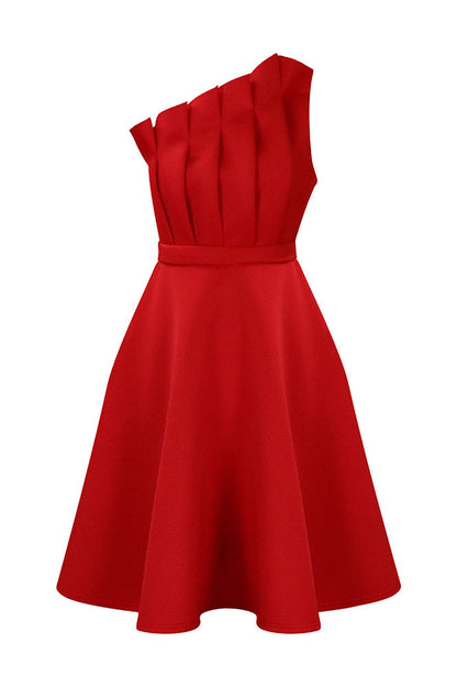 Pleated Asymmetric Cut Long Dress