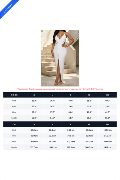 Draped V-Neck Cutout Slit Maxi Dress