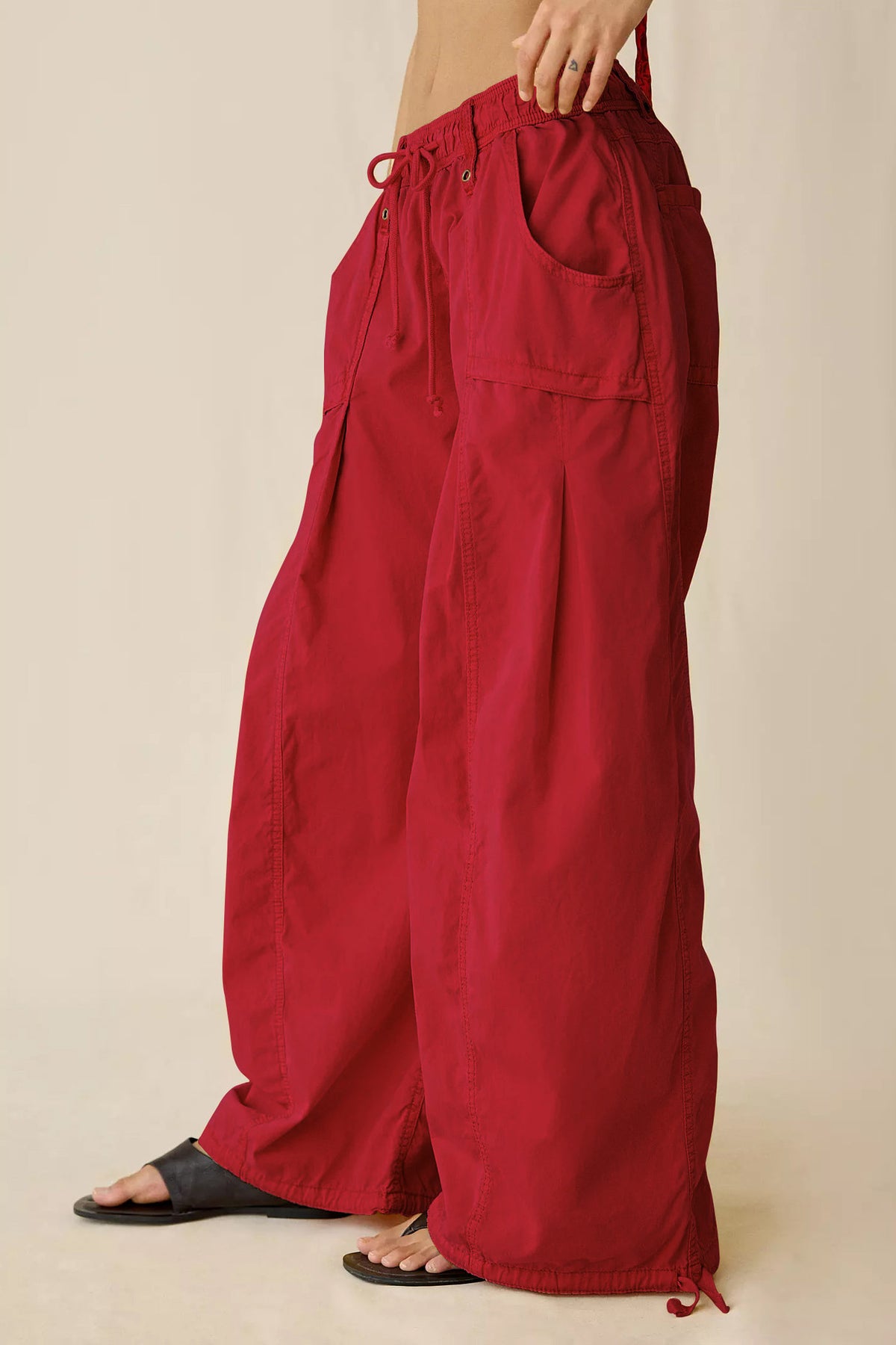 Wide Leg Drawstring Parachute Pant