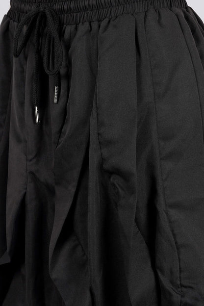 Ruched Drawstring Parachute Maxi Skirt