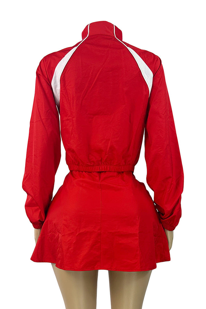 Contrast Panel Windbreaker & Skirt Set