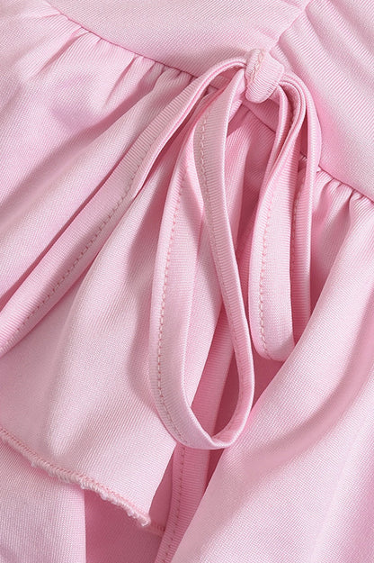 Cowl Neck Halter Ruffle Skirt Set