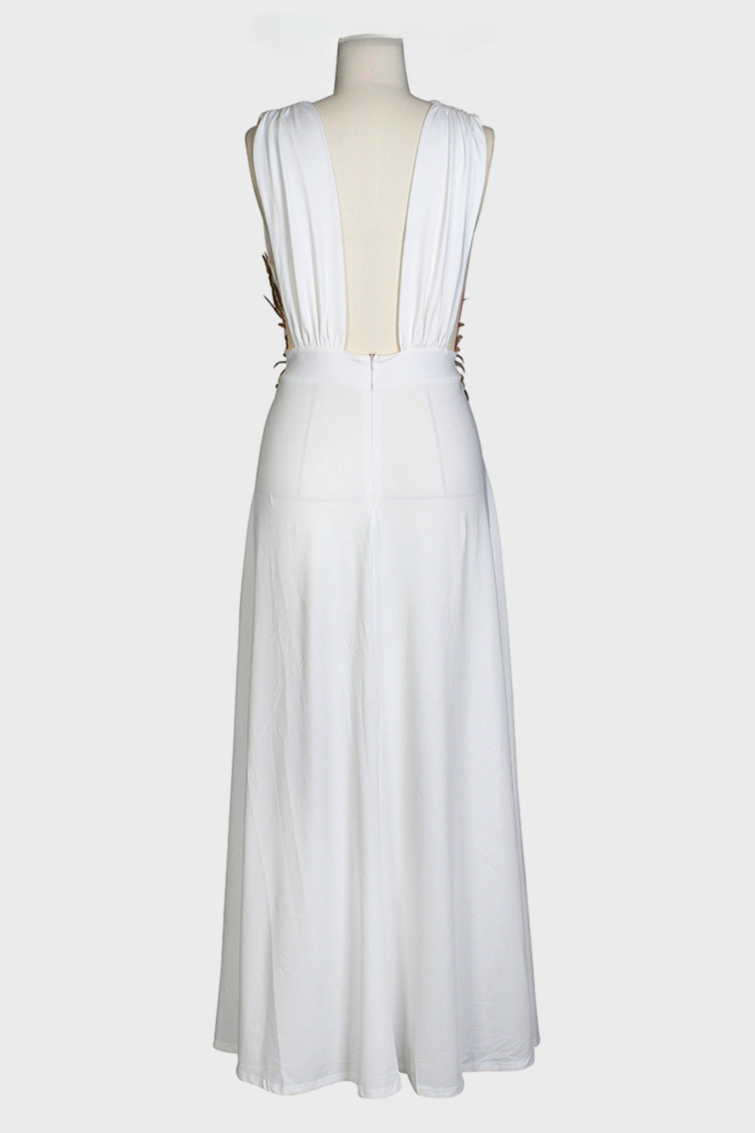 Open V-Neck Sleeveless Double Slit Maxi Dress