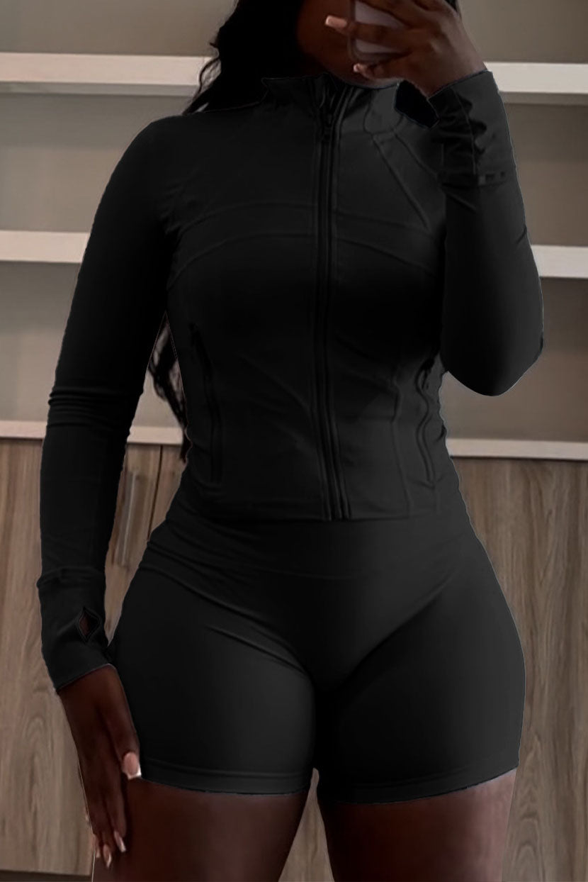 Long Sleeve Crop Top and Shorts Set
