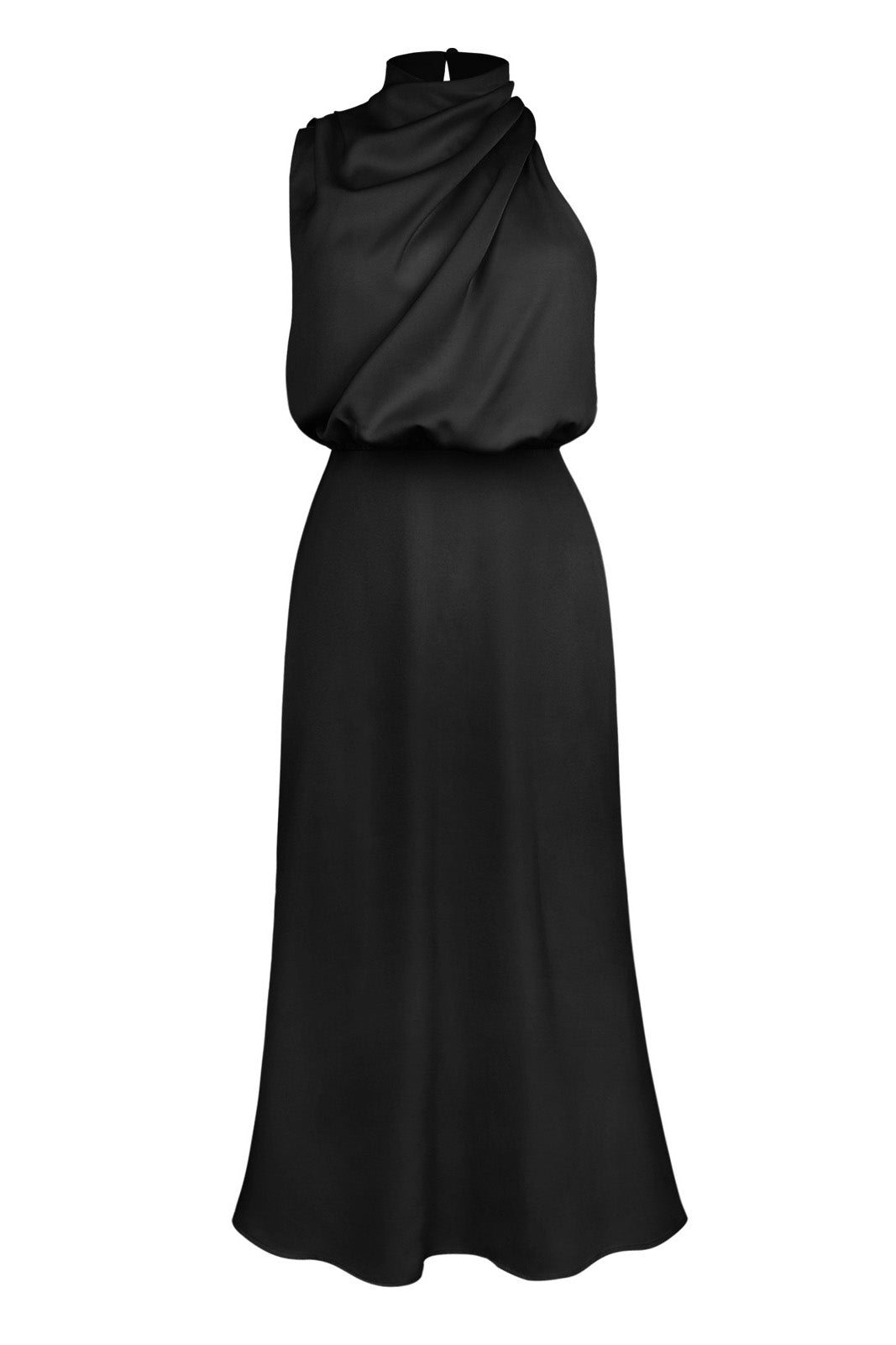 Satin Mock-Neck Slip Dress