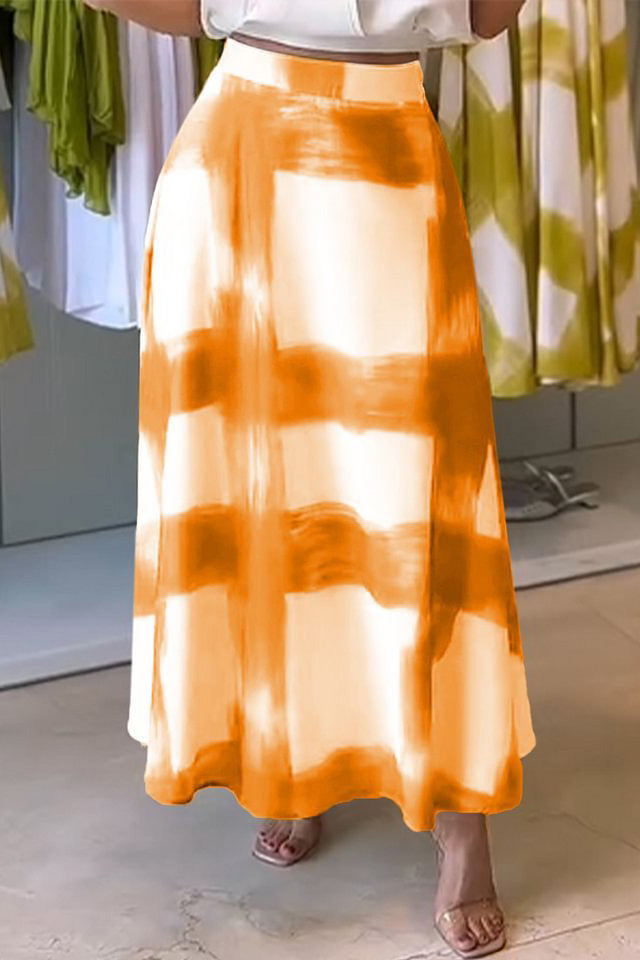 Plaid Print A-Line Long Skirt