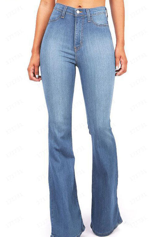 High Waist Skinny Bell-Bottom Jeans