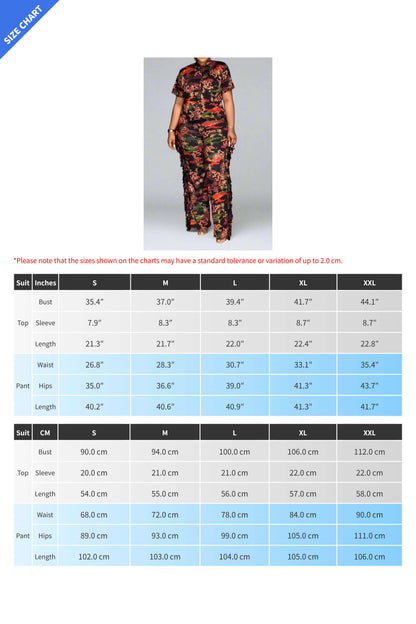 Elegant Printed Lapel Shirt and Pants Set