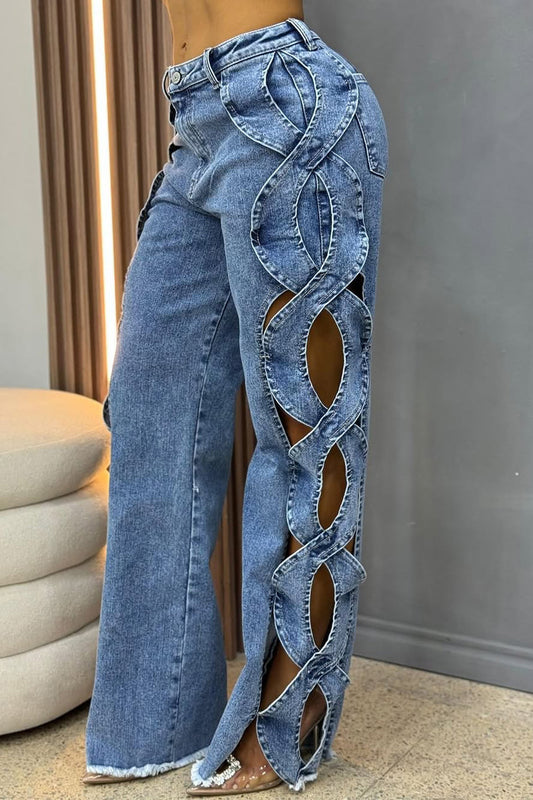 High-Waist Cut-out Jeans