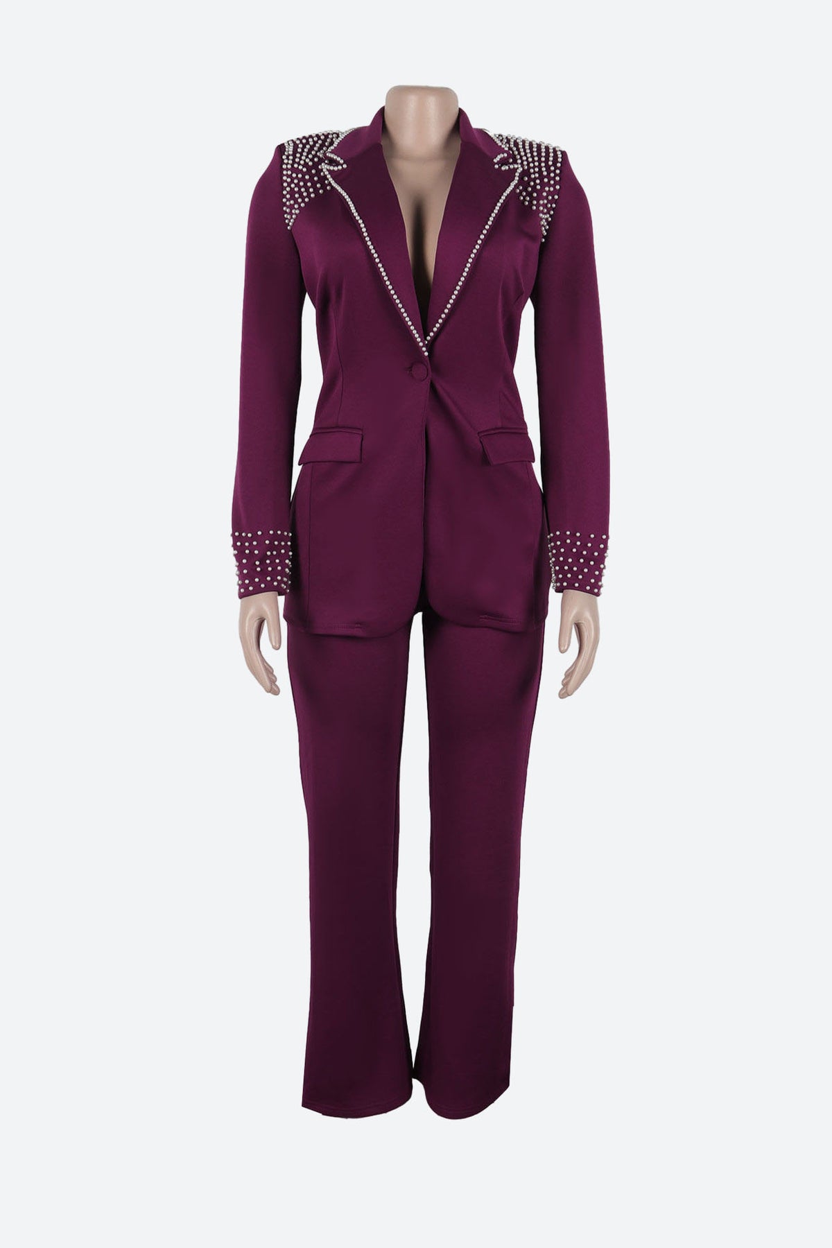 Long Sleeve Slim Fit Stretch Suit Set