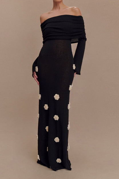 Off Shoulder Knit Maxi Dress