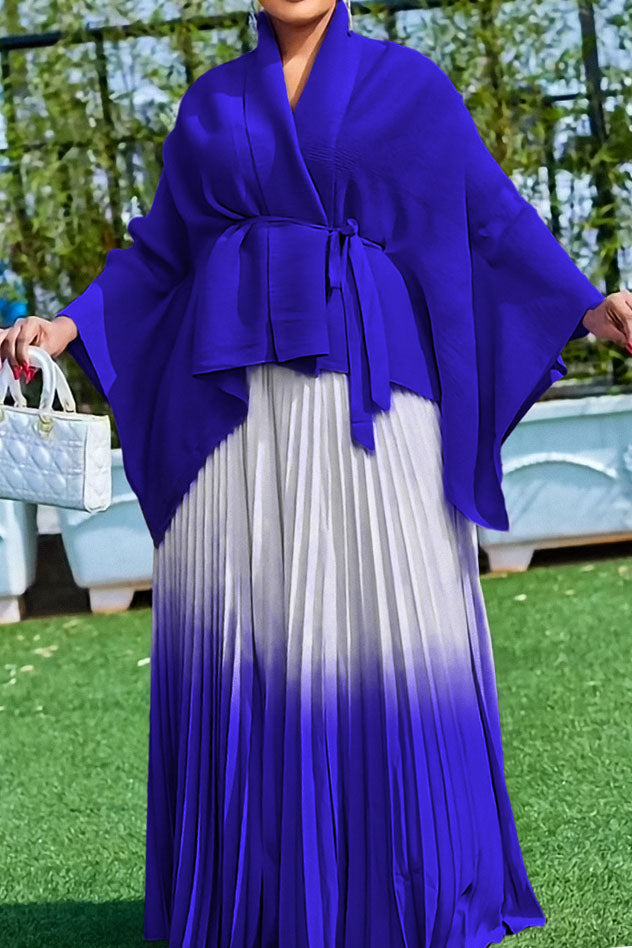 Gradient Batwing Sleeve Top and Skirt Set