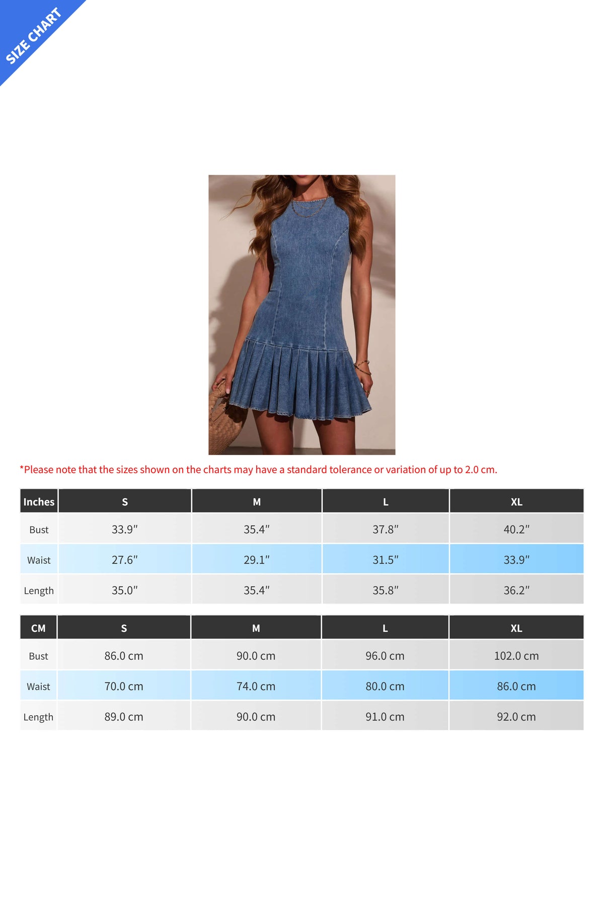 Pleated Denim Mini Dress