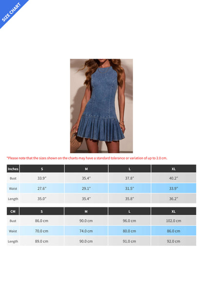 Pleated Denim Mini Dress