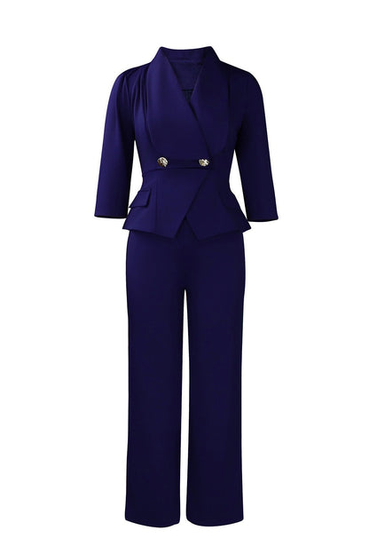 Elegant Shawl Collar Blazer Jumpsuit