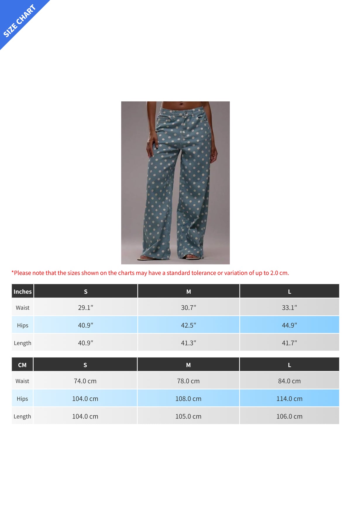 Polka Dot Non-Stretch Denim Jeans