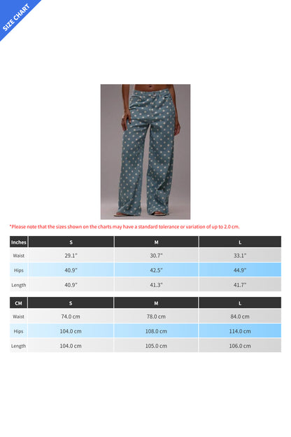 Polka Dot Non-Stretch Denim Jeans