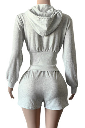 Cropped Zip Hoodie and Shorts Set