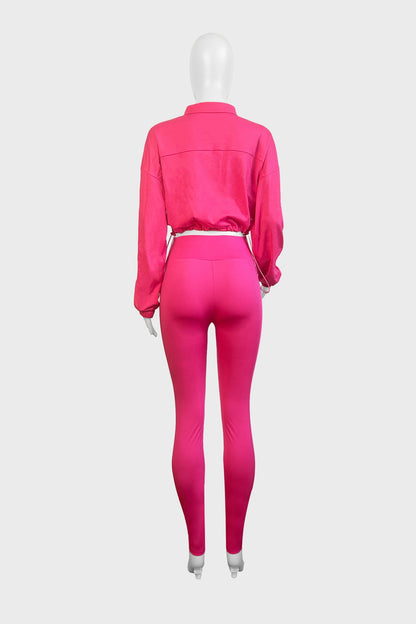 Zip Up Drawstring Pants Sets