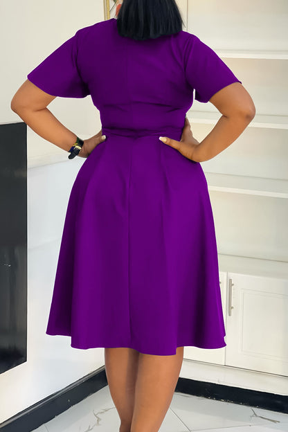 Plus Size Tie-Up Short Sleeve Dress