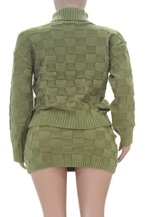 Turtleneck Cutout Sweater & Skirt Set
