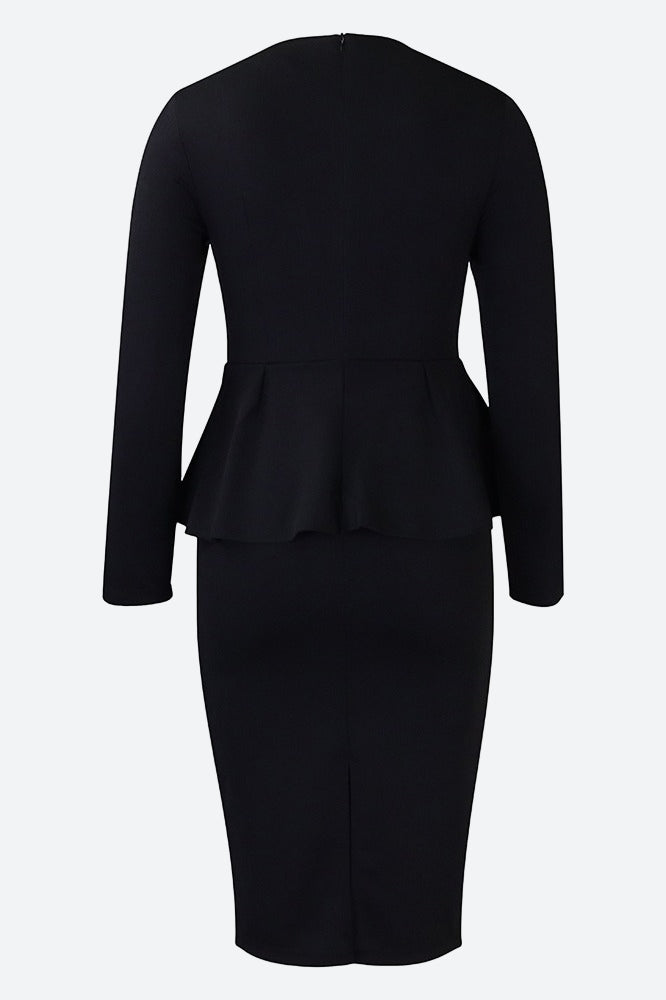 Structured Peplum Midi Dress