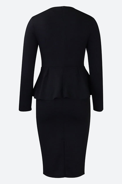 Structured Peplum Midi Dress