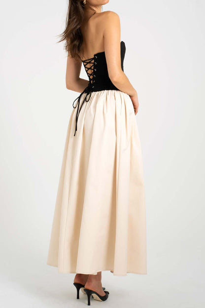 Colorblock Strapless Sleeveless Dress