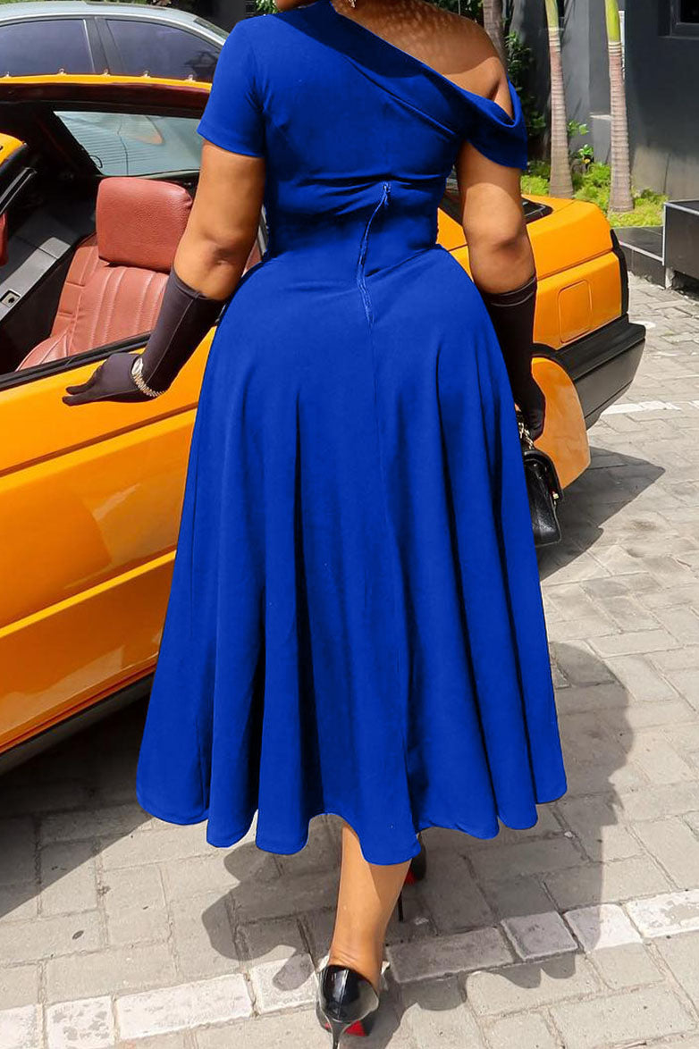 Plus Size Asymmetrical Cutout A-Line Midi Dress