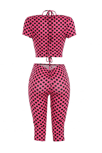 Polka Dot Cutout Capri Set