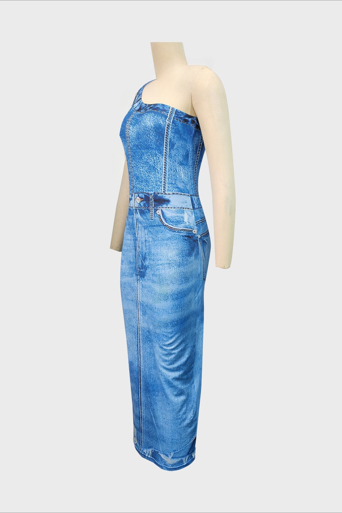 Denim Print Midi Dress