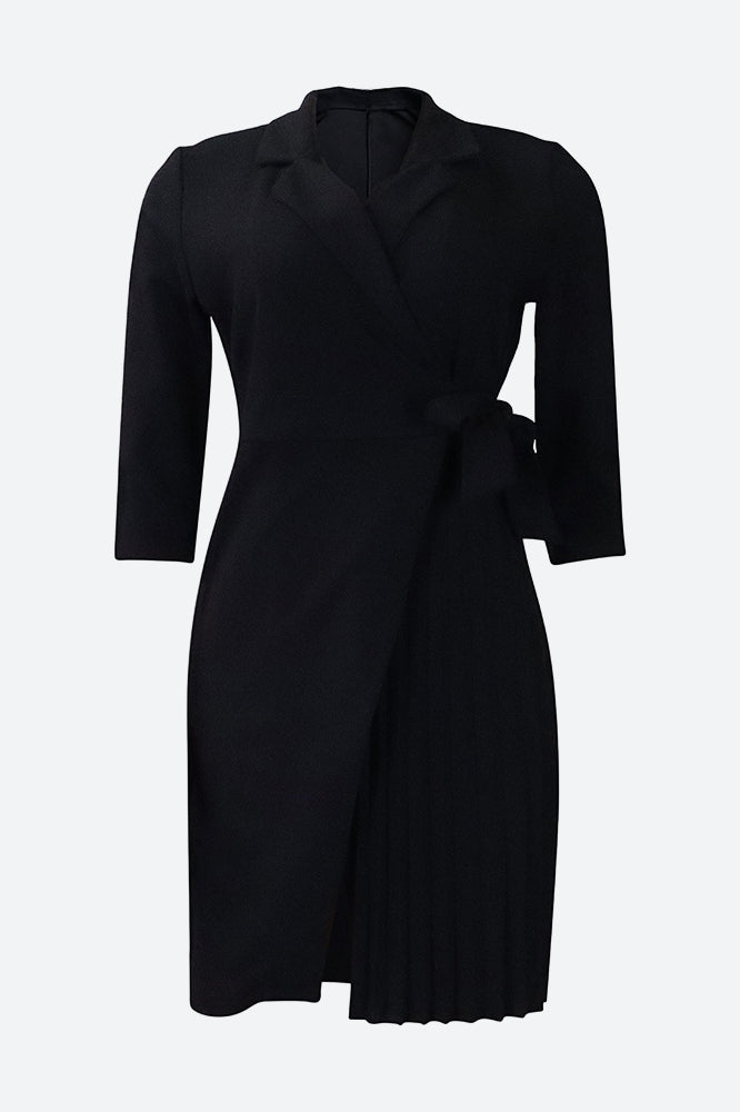 Three-Quarter Sleeves Tie Waist Mini Dresses