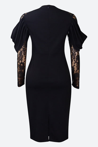 Elegant Lace Slim Fit Patchwork Sexy Dress