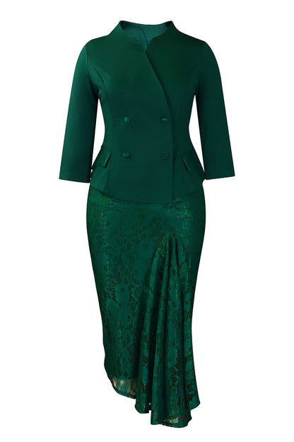 Vintage Lace Print Dress Pencil Cocktail Dress