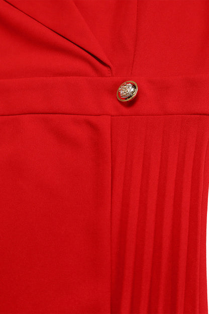 Pleated Blazer Collar Dress