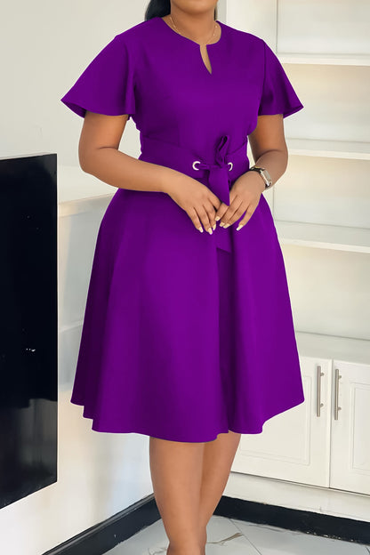 Plus Size Tie-Up Short Sleeve Dress