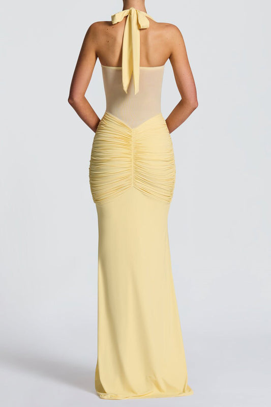 Mesh Mermaid Tie-Back Bodycon Maxi Dress