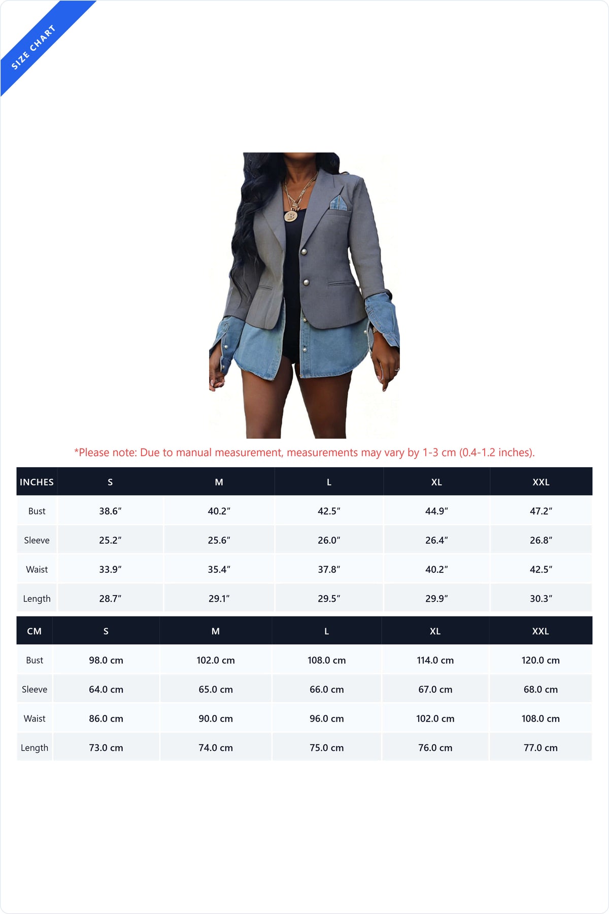 Deconstructed Denim Spliced Blazer