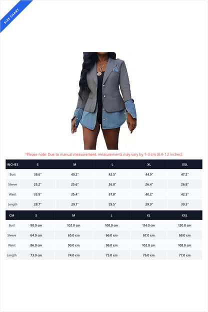 Deconstructed Denim Spliced Blazer